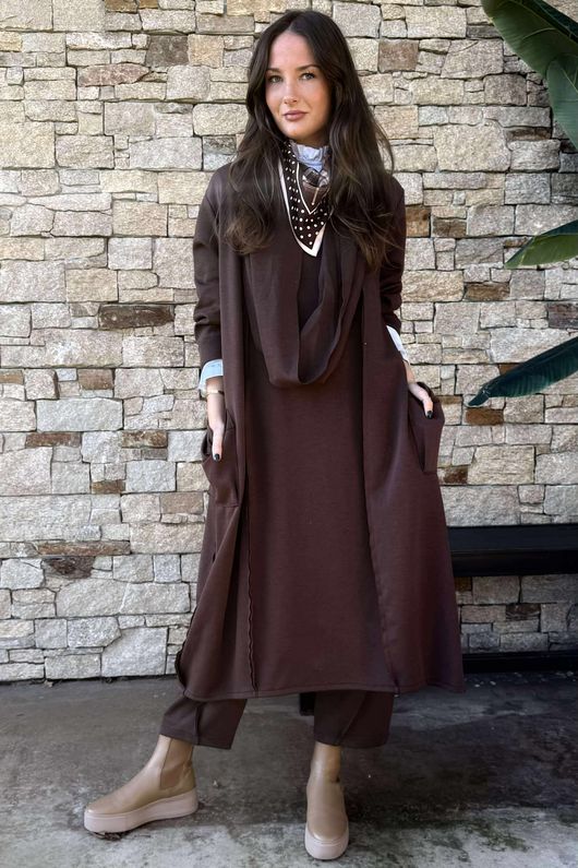 Sola Smart Tech Cowl Cocoon Dress Chocolate /15=